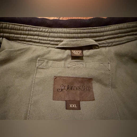 St Johns Bay Green Chore Barn Coat Jacket Flannel Lined Men’s Size XXL - Picture 4 of 16